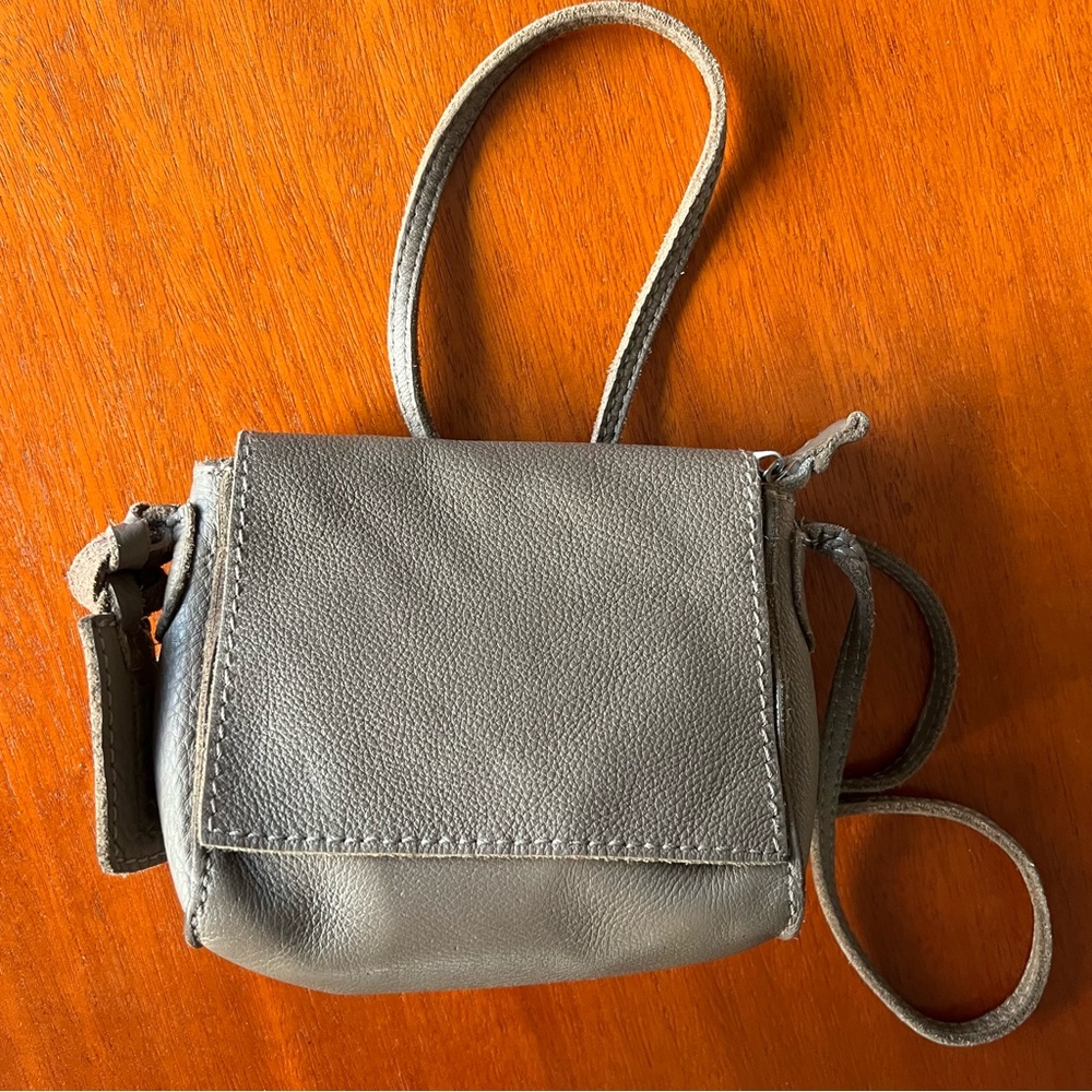 Le Junev Gray Leather Mini Crossbody Bag B2-5